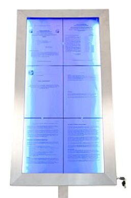 Barevně osvětlená tabule LED 6 x A4, nerezová ocel  (MCS-6A4-LSS)