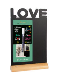 Stolní popisovací tabule LOVE s popisovačem, dřevěný stojánek  (FBT-LOVE)