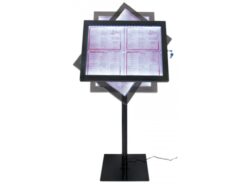 Osvětlená zasklená LED tabule 4 x A4, s postavcem a stojanem, černá  (MCS-4A4-BL-SET)
