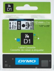 DYMO páska D1 12mm x 7m, černá na průhledné