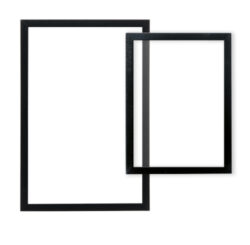 Nást.tab.se skleněnou oboustr.popis.plochou,černý rám,1xbílý+1xčerný popis.40x30  (WBW-GL-BL-40)