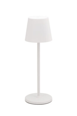 Akumulátorová stolní lampička FELINE se stmíváním, kulatý klobouček, bílá  (LP-FE-WT)