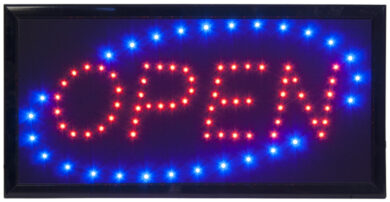 Barevná světelná LED tabule OPEN s plastovým rámem, černá  (LS-OPEN)