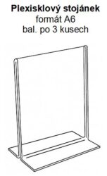Stolní plexi stojánek A6 na výšku 150x105 mm (3 kusy v balení)